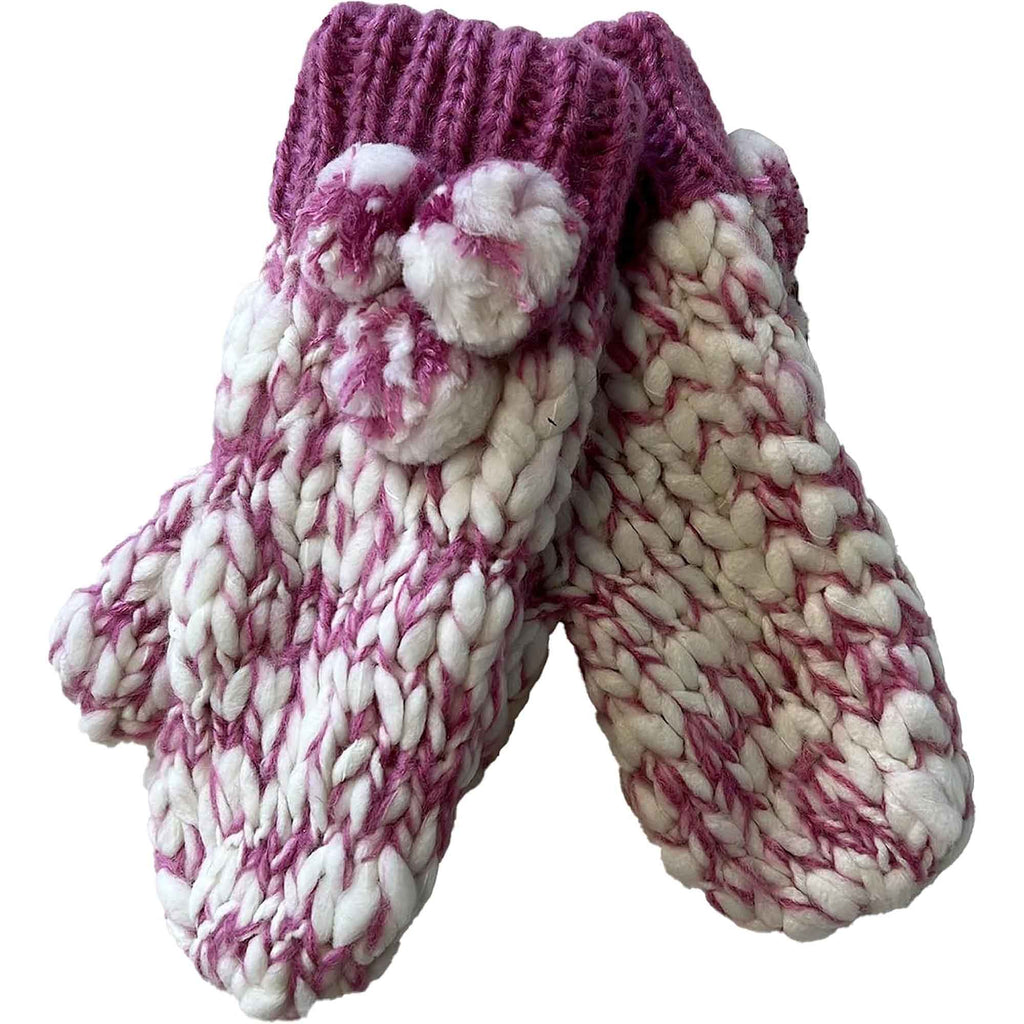 Sock Stack Women's Hand Knitted Daisy Pattern Winter Hat Headband Mittens Set In Red Breathable Cotton Rich Everyday Pack