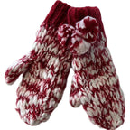 Sock Stack Women's Hand Knitted Daisy Pattern Winter Hat Headband Mittens Set In Red Breathable Cotton Rich Everyday Pack