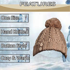 Sock Stack Women's Hand-Knitted Winter Hat Scarf And Hand Warmer Set With Inga Button