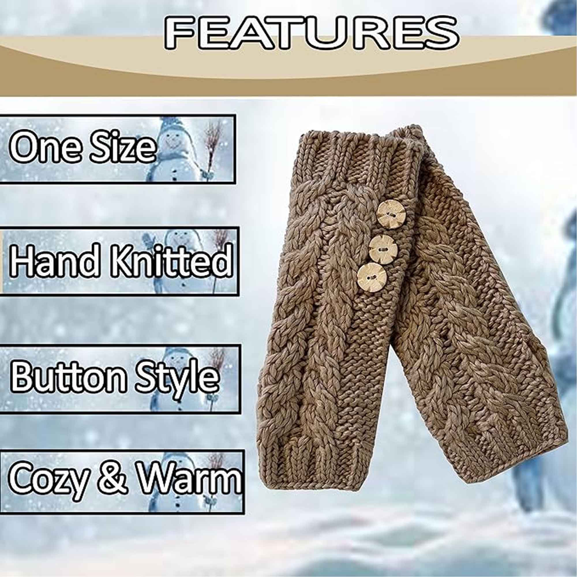 Sock Stack Women's Hand-Knitted Winter Hat Scarf And Hand Warmer Set With Inga Button
