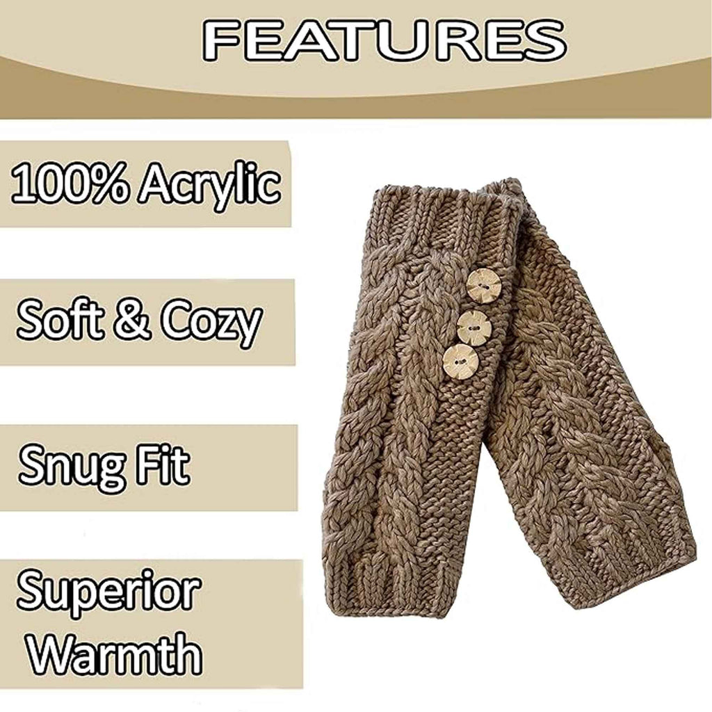 Sock Stack Women's Hand-Knitted Winter Hat Scarf And Hand Warmer Set With Inga Button