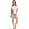 Daisy Dreamer Women's Highland Cow Pyjama Set T Shirt And Shorts Soft Cotton Loungewear