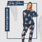 Daisy Dreamer Womens Soft Fleece Pyjama Set With Long Sleeve Highland Cow Print Sleepwear