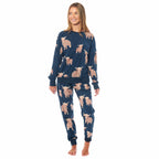 Daisy Dreamer Womens Soft Fleece Pyjama Set With Long Sleeve Highland Cow Print Sleepwear