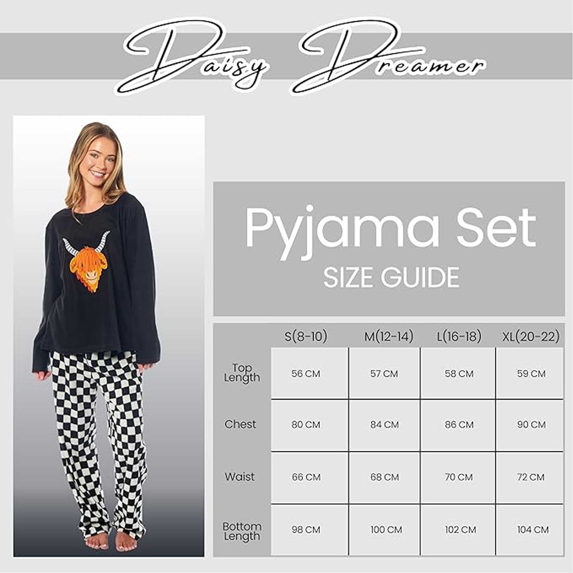 Daisy Dreamer Womens Thermal Fleece Pyjama Set Animal Print Long Sleeve Cosy Winter