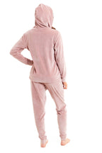 OLIVIA ROCCO Womens Hooded Velour Lounge Set With Zipped Top And Elasticated Waistband Soft Stretchable Nightwear UK Sizes 8-22
