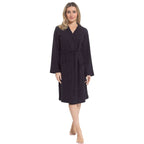 Daisy Dreamer Women's Hooded Waffle Cotton Bathrobe Black 100% Cotton Super Absorbent Spa