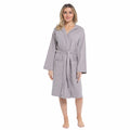 Daisy Dreamer Women's Hooded Waffle Cotton Bathrobe 100% Cotton Grey Super Absorbent