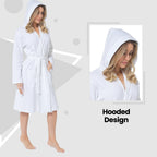 Daisy Dreamer Womens Hooded Waffle Cotton Bathrobe White 100% Cotton Super Absorbent Spa