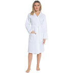 Daisy Dreamer Womens Hooded Waffle Cotton Bathrobe White 100% Cotton Super Absorbent Spa