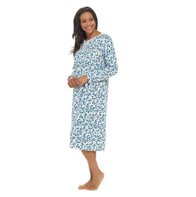 Daisy Dreamer Women's Long Sleeve Fleece Nightdress Floral Print Cosy Winter Super Soft Cosy Sleepwear