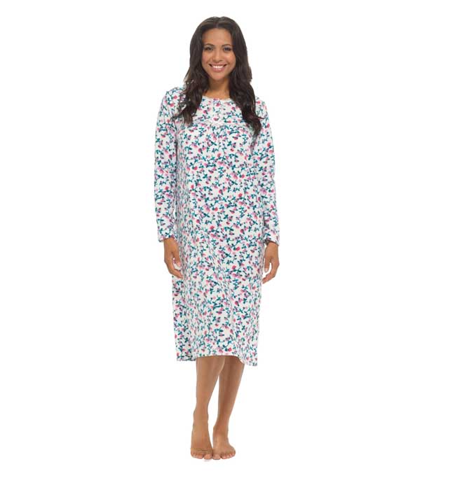 Daisy Dreamer Women's Long Sleeve Fleece Nightdress Floral Print Cosy Winter Super Soft Cosy Sleepwear