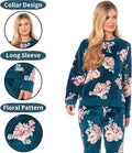Daisy Dreamer Women's Floral Fleece Pyjama Set With Long Sleeve Top And Elastic Waist