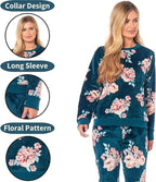 Daisy Dreamer Women's Floral Fleece Pyjama Set With Long Sleeve Top And Elastic Waist