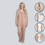 Daisy Dreamer Womens Natural Pyjama Set Soft Touch Fabric Long Sleeve Top Easy Care