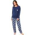 Daisy Dreamer Women's Navy Tiger Print Polar Fleece Pyjama Set Cosy Winter Cotton Rich Cosy Night Set