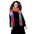 Daisy Dreamer Women's Orange Blue Chunky Knit Plaid Blanket Scarf Long Winter Wrap