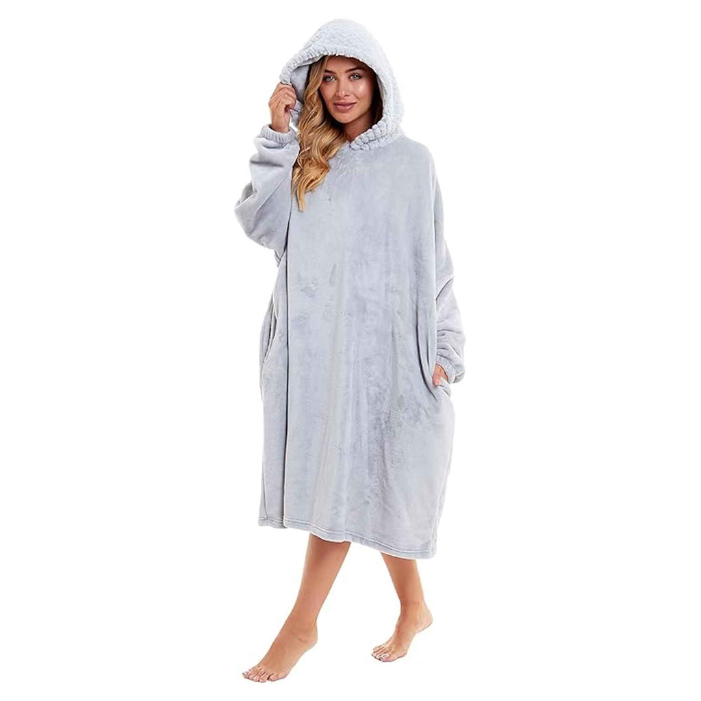 Daisy Dreamer Women's Plush Hooded Poncho Blanket Oversized Fleece Hoodie With Fur Hood