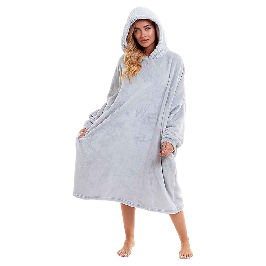 Daisy Dreamer Women's Plush Hooded Poncho Blanket Oversized Fleece Hoodie With Fur Hood