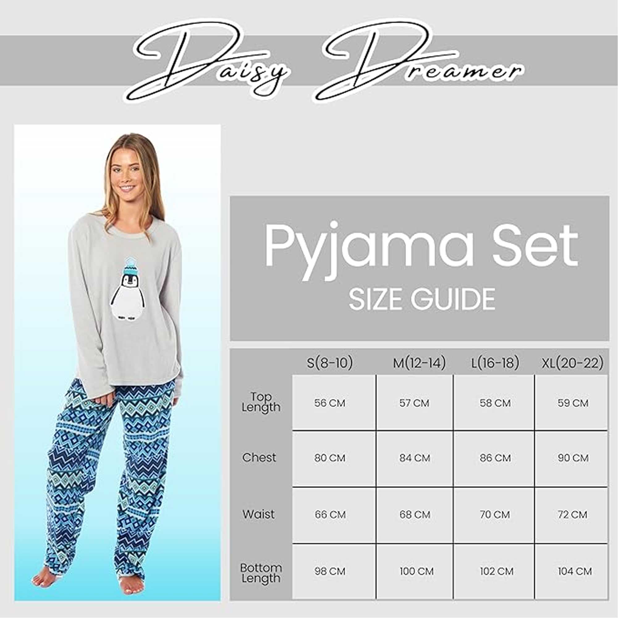 Daisy Dreamer Women's Thermal Fleece Pyjama Set Long Sleeve Warm Winter Nightwear