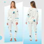 Daisy Dreamer Women's Fleece Pyjama Set Penguins And Polar Bears Long Sleeve Animal Print