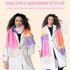Daisy Dreamer Women’s Pink Purple Chunky Knit Blanket Scarf Long Winter Wrap Striped