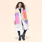 Daisy Dreamer Women’s Pink Purple Chunky Knit Blanket Scarf Long Winter Wrap Striped