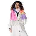 Daisy Dreamer Women’s Pink Purple Chunky Knit Blanket Scarf Long Winter Wrap Striped