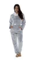 Daisy Dreamer Women's Plush Fleece Hooded Pyjama Set in Shimmer Grey Cosy Winter