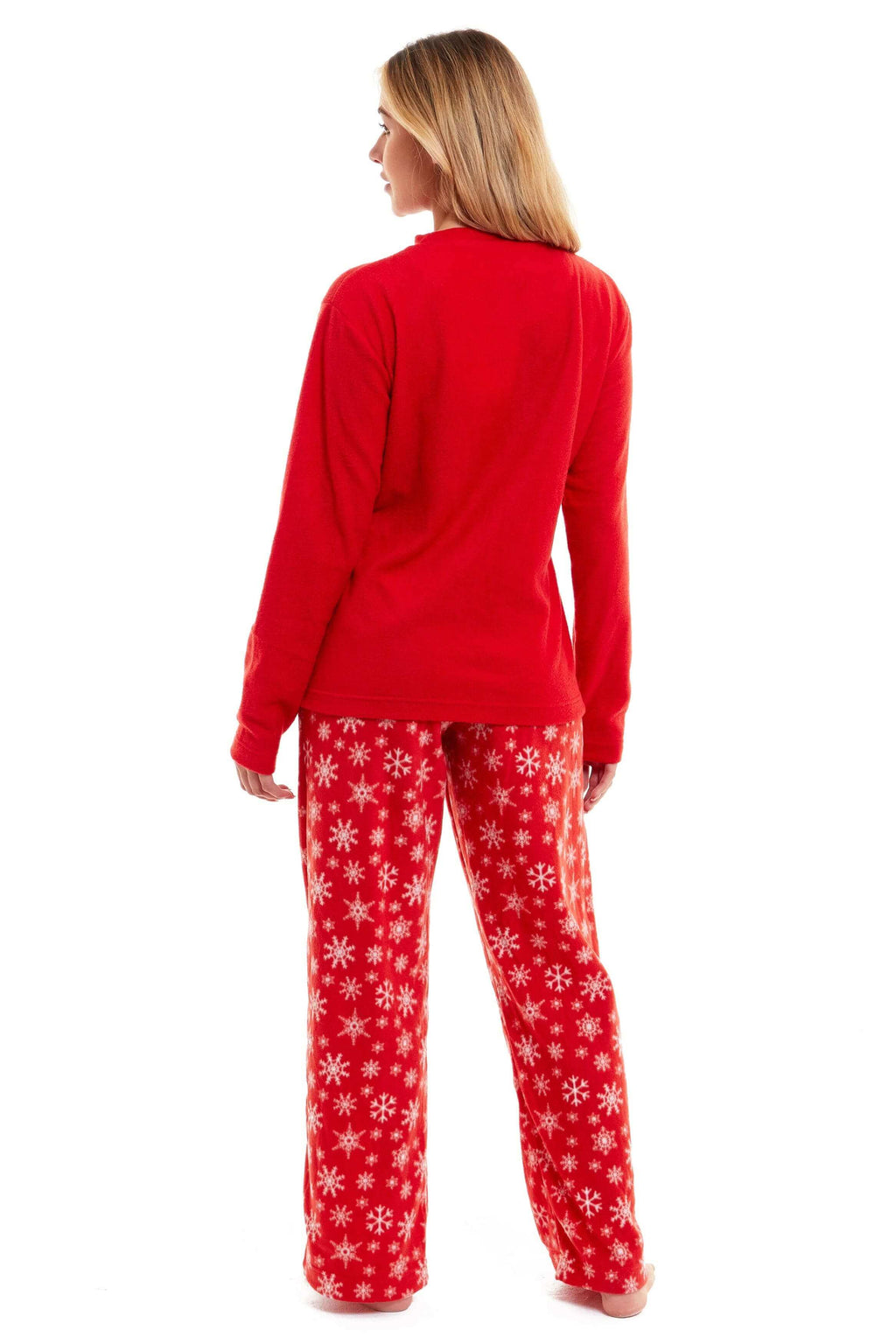 Daisy Dreamer Womens Red Polar Fleece Pyjama Set Hooded Top Elasticated Pants Embroidered