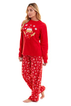 Daisy Dreamer Womens Red Polar Fleece Pyjama Set Hooded Top Elasticated Pants Embroidered