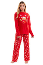 Daisy Dreamer Womens Red Polar Fleece Pyjama Set Hooded Top Elasticated Pants Embroidered