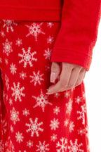 Daisy Dreamer Womens Red Polar Fleece Pyjama Set Hooded Top Elasticated Pants Embroidered