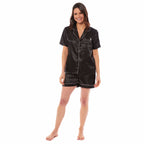 Daisy Dreamer Women's Satin Silk Short Pyjama Set Black Pink Grey UK Sizes 8-22 Easy-Care Cotton Rich Sleep Set