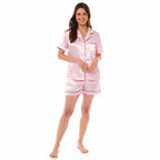 Daisy Dreamer Women's Satin Silk Short Pyjama Set Black Pink Grey UK Sizes 8-22 Easy-Care Cotton Rich Sleep Set