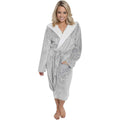 Daisy Dreamer Women's Shimmer Grey Fleece Hooded Bathrobe With Sherpa Lining Ultra-Soft