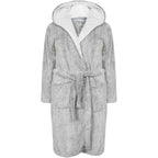 Daisy Dreamer Women's Shimmer Grey Fleece Hooded Bathrobe With Sherpa Lining Ultra-Soft
