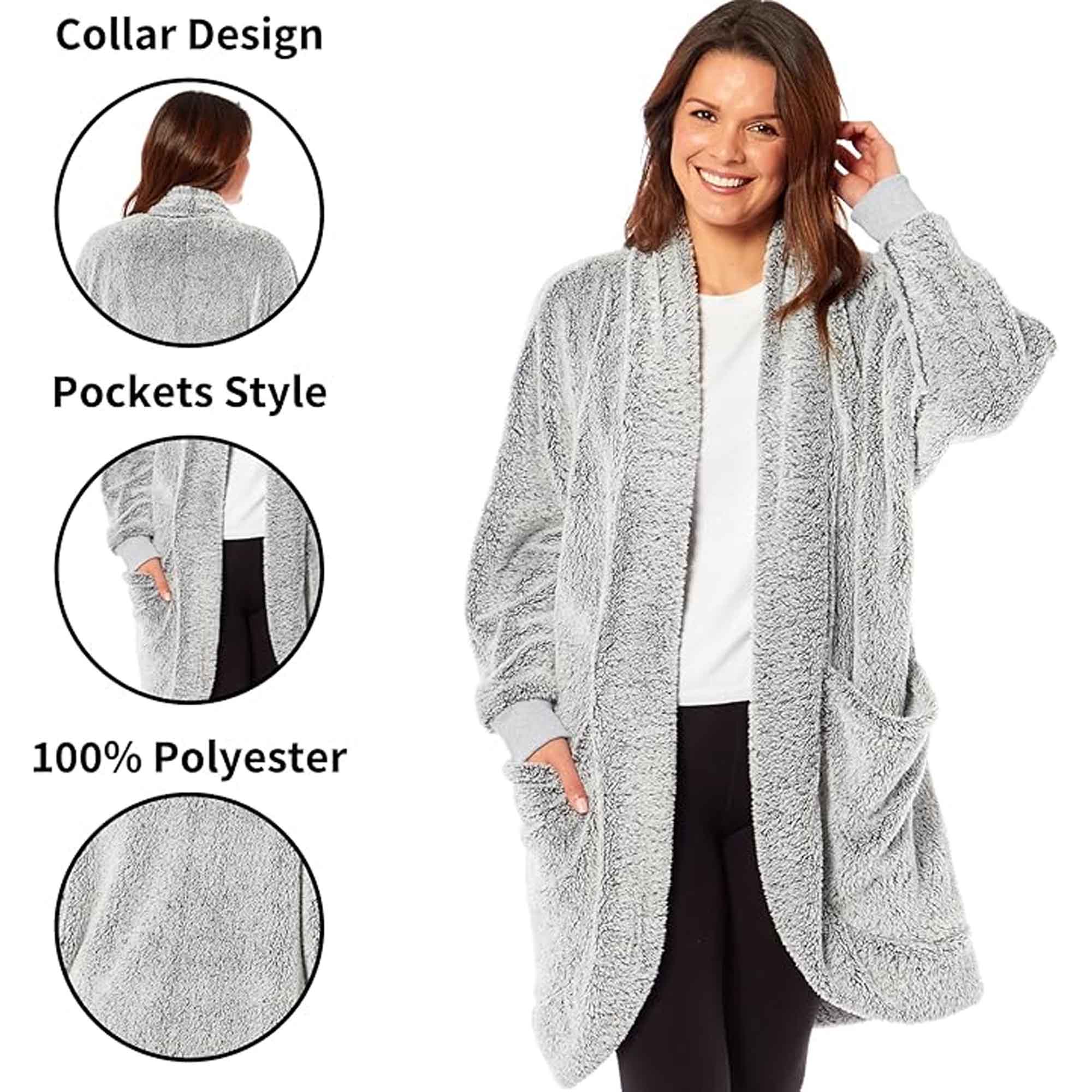 Daisy Dreamer Womens Shimmer Grey Cardi Gown Soft Touch Luxury House Coat Robe Loungewear