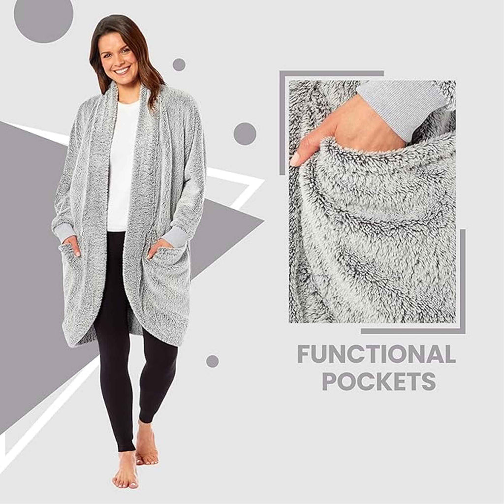 Daisy Dreamer Womens Shimmer Grey Cardi Gown Soft Touch Luxury House Coat Robe Loungewear