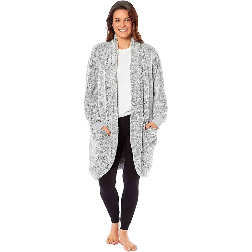 Daisy Dreamer Womens Shimmer Grey Cardi Gown Soft Touch Luxury House Coat Robe Loungewear