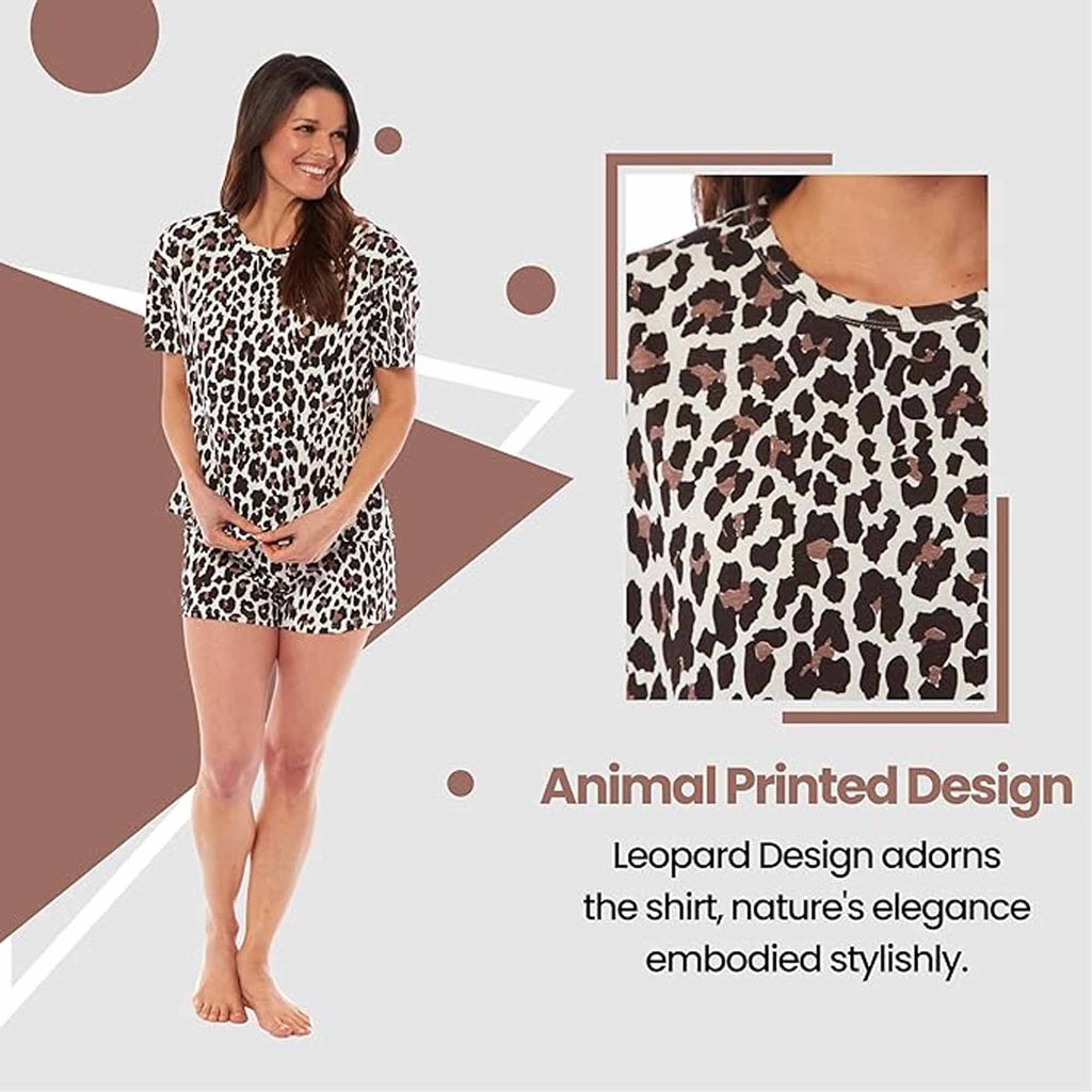Daisy Dreamer Women's Short Cotton Pyjama Set Leopard And Zebra Prints 100 Percent Cotton Breathable Loungewear Sleepwear Available In Multiple Sizes