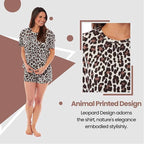 Daisy Dreamer Women's Short Cotton Pyjama Set Leopard And Zebra Prints 100 Percent Cotton Breathable Loungewear Sleepwear Available In Multiple Sizes