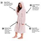 Daisy Dreamer Women's Fleece Hooded Robe Snuggle Touch Velvet-Soft Loungewear UK Sizes