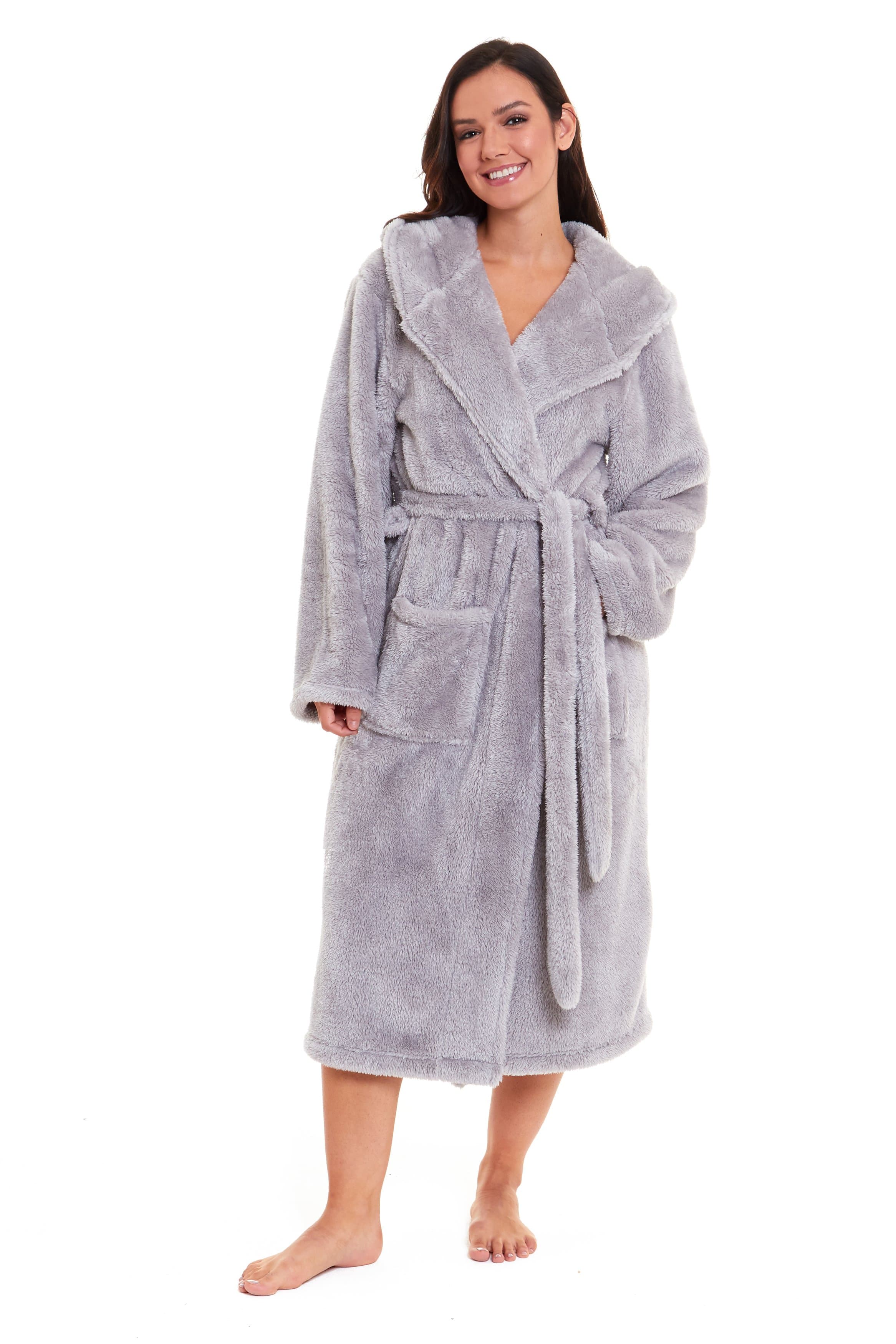 Daisy Dreamer Women's Fleece Hooded Robe Snuggle Touch Velvet-Soft Loungewear UK Sizes