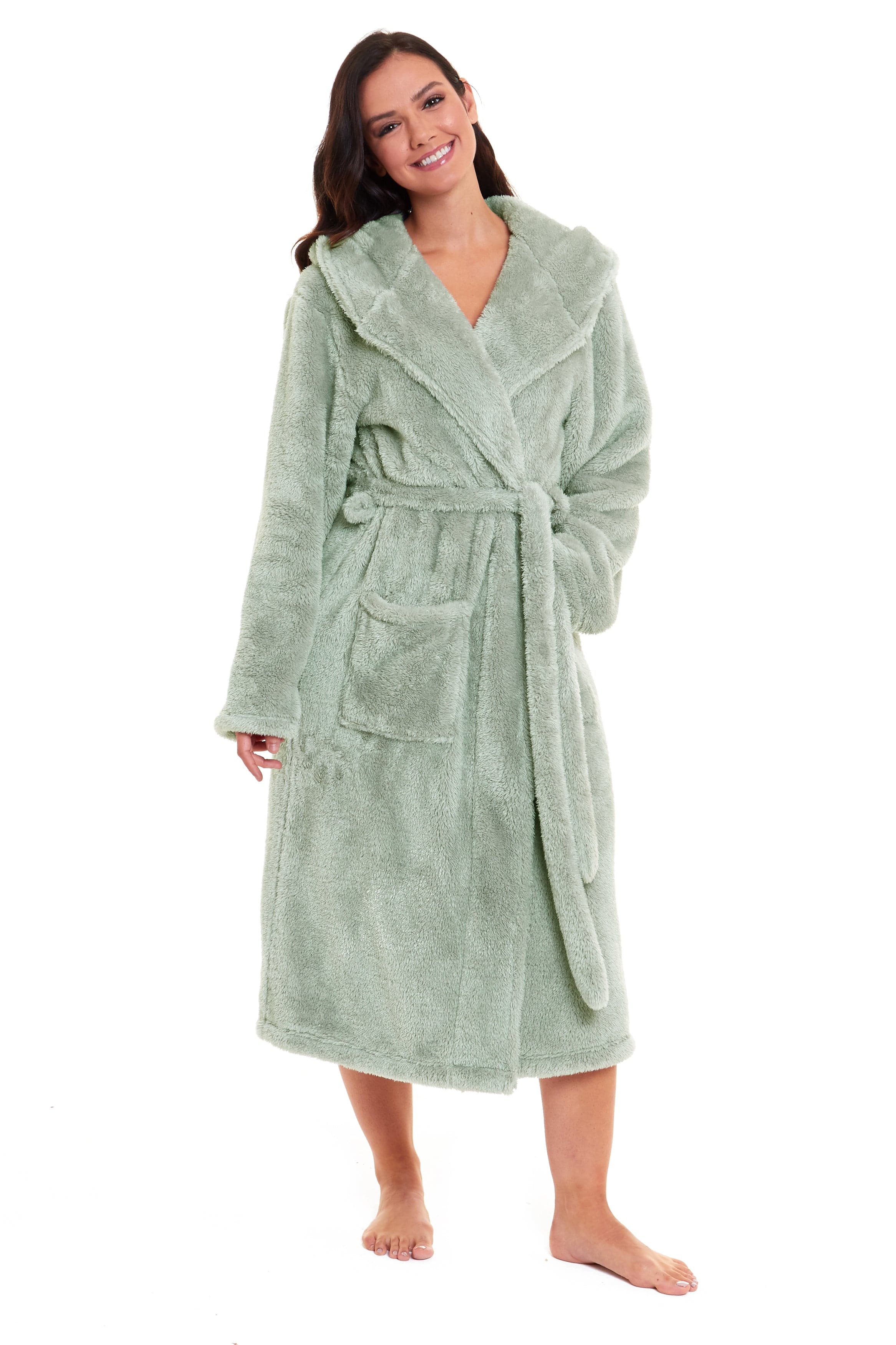 Daisy Dreamer Women's Fleece Hooded Robe Snuggle Touch Velvet-Soft Loungewear UK Sizes