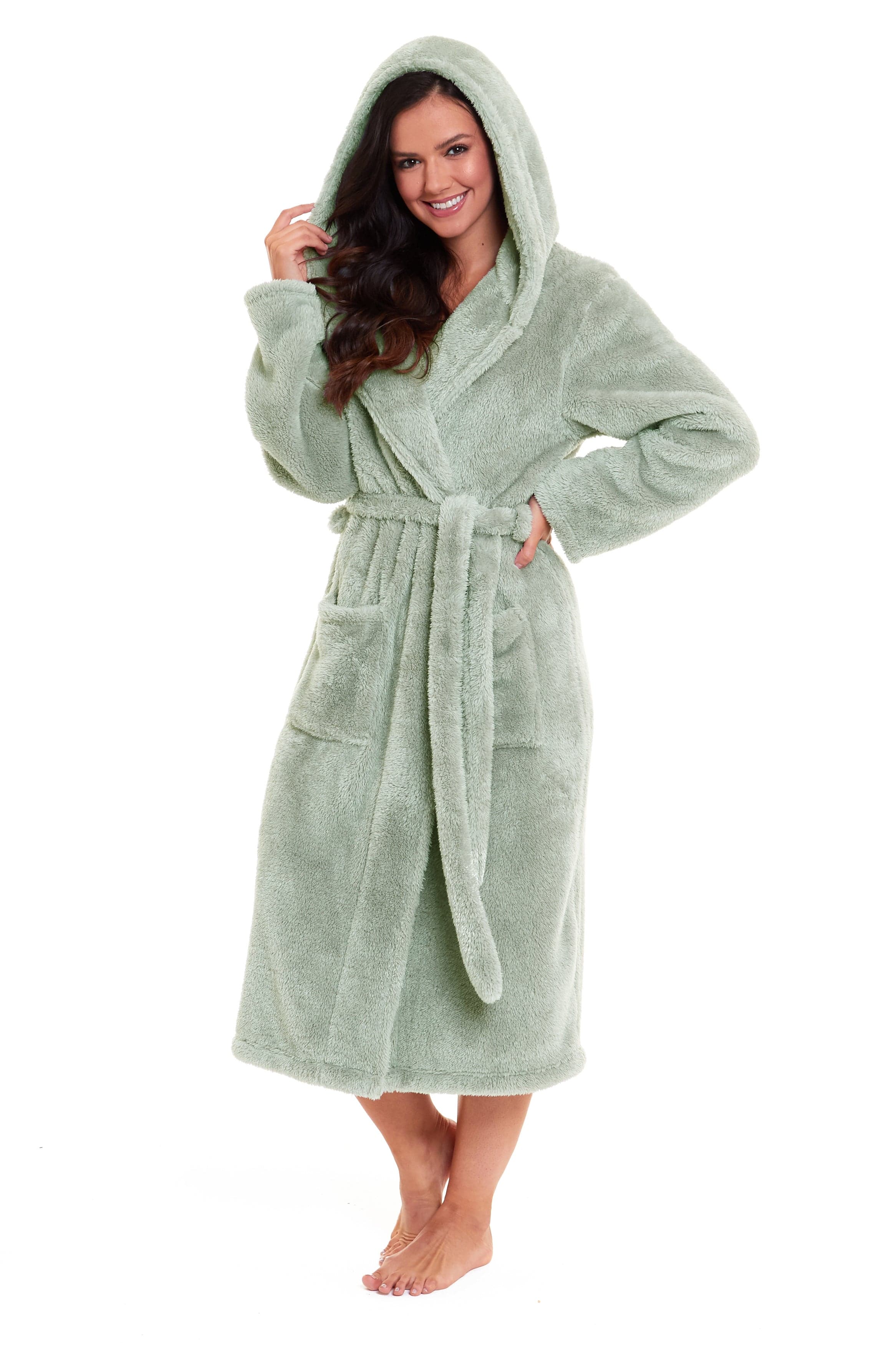 Daisy Dreamer Women's Fleece Hooded Robe Snuggle Touch Velvet-Soft Loungewear UK Sizes