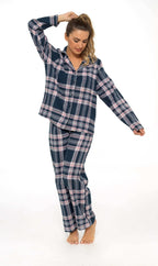 Daisy Dreamer Womens Flannelette Check Pyjama Set Soft Brushed Cotton Easy Care Super Soft Cosy Sleepwear
