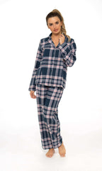 Daisy Dreamer Womens Flannelette Check Pyjama Set Soft Brushed Cotton Easy Care Super Soft Cosy Sleepwear