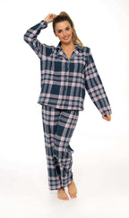 Daisy Dreamer Womens Flannelette Check Pyjama Set Soft Brushed Cotton Easy Care Super Soft Cosy Sleepwear