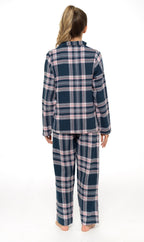 OLIVIA ROCCO Women's Flannelette Check Pyjama Set Soft Brushed Cotton With Elasticated Waistband UK Sizes 8-22 Classic Sleepwear